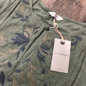 Lucky Brand embroidered bib top
